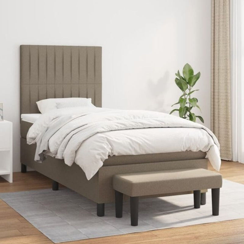 vidaxl Boxspringbett mit Matratze aus Stoff in Taupe Meliert, B/T/H: 80 x 200 cm - Bild 1