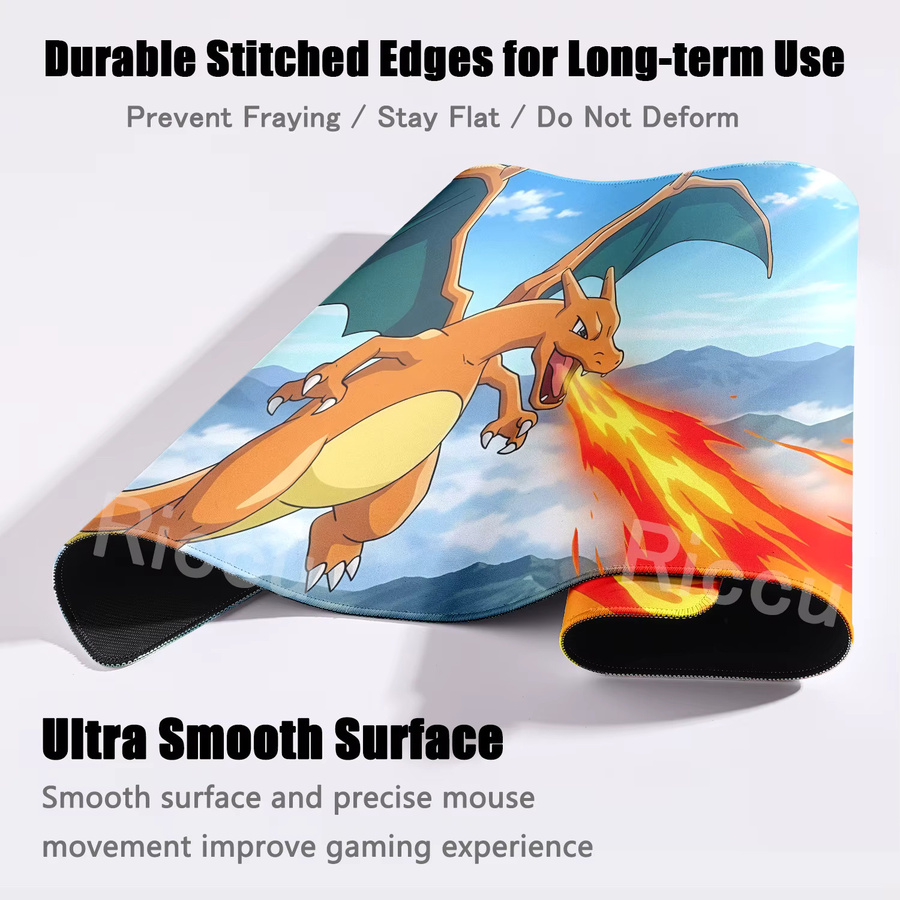 Potdemiel Mauspad mit Charizard-Muster in Multicolour als Schreibtischunterlage für Gamer und Anime-Fans - Bild 2