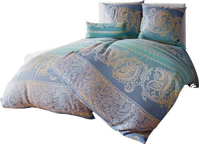 Wäschepur Bettwäsche Paisley Orientalisch Blau, 100% Baumwolle, B: 135 cm, L: 200 cm - Bild 1