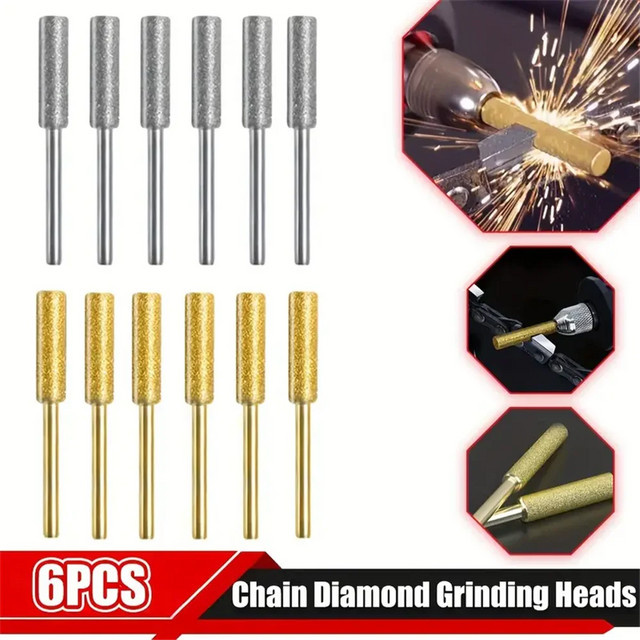6er Set Diamantbeschichtete Zylindrische Gratfeilen zum Schärfen deiner Kettensäge, Silber, Durchmesser: 4 mm, 4,8 mm und 5,5 mm - Bild 1