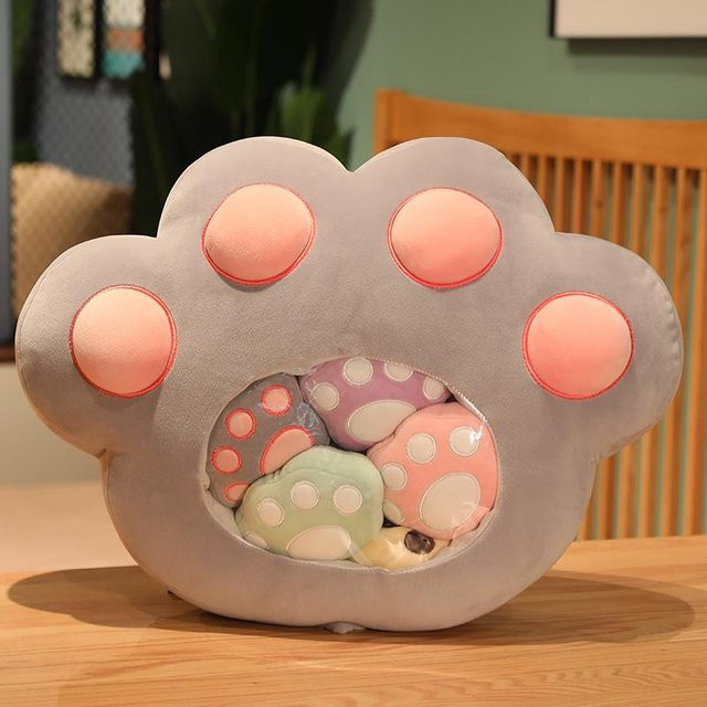 BC Pet Supplies Kawaii-Katzenpfoten-Plüschtiere, Taschenkissen, Grau - Bild 1