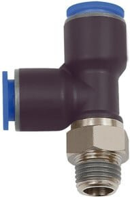 Riegler T-Steckverschraubung Blaue Serie in L-Form, drehbar, Messing, R 1/4 a., Durchmesser: 12 mm - Bild 1