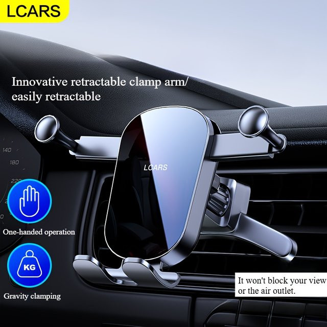 LCARS Universelle faltbare Auto-Handyhalterung für Lüftungsschlitze in Schwarz mit Schwerkraft-Verriegelung für Großbildschirme und Mobilgeräte - Bild 1