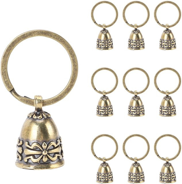 10 Stück Handpolierte Reinkupferglocken von KONNWEI in Beige und Gold als dekorative Hängende Glocken für Weihnachten und Handwerksarbeiten inklusive Juteseil - Bild 1