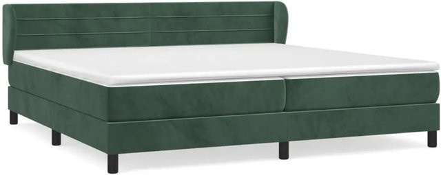 vidaXL Boxspringbett mit Matratze in Dunkelgrün aus Samt, Hybridbett mit Taschenfederkern, B/T/H: 200 x 200 x 203 cm - Bild 1