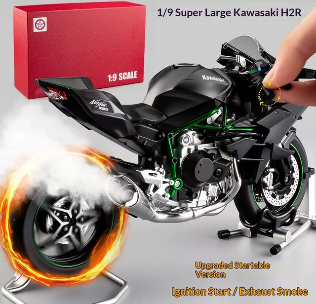 Maisto 1:9 Kawasaki H2R Motorradmodell, Fahrzeug, Schwarz - Bild 1