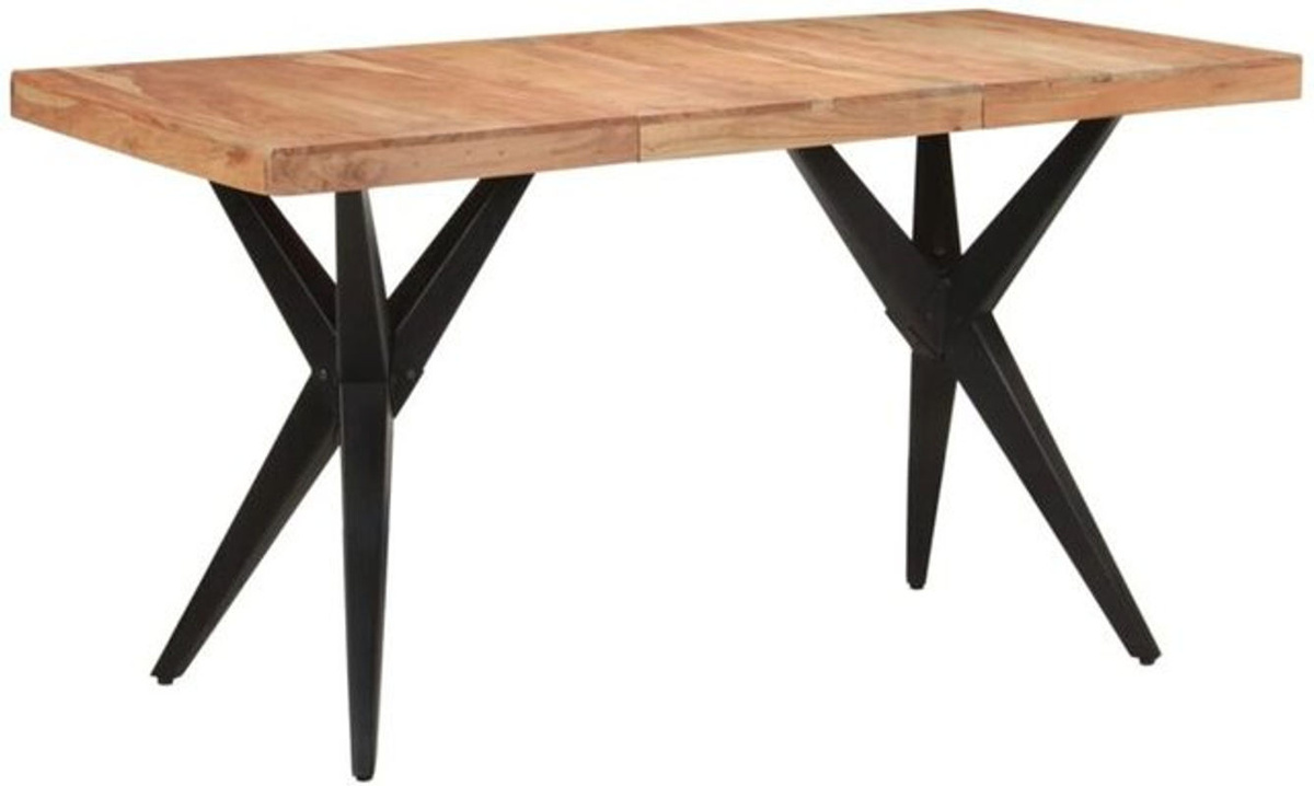 Vidaxl Esstisch aus Massivholz Akazie und Metall in Schwarz im Industrial Design, Rechteckig, B: 140 cm, T: 70 cm, H: 76 cm - Bild 1