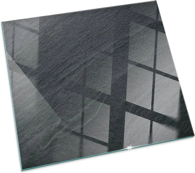Tulup Glasplatte für Kamin in Schwarz mit Natursteinstruktur, B/B/H: 60 x 60 x 0 cm - Bild 1