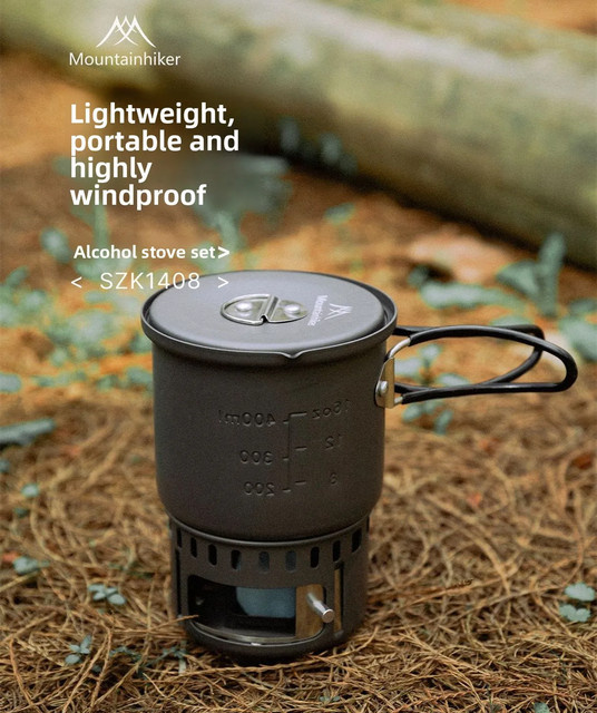 Mountainhiker Outdoor Alkohol-Kocher-Set aus Aluminiumlegierung in Schwarz für Camping und Picknick - Bild 1