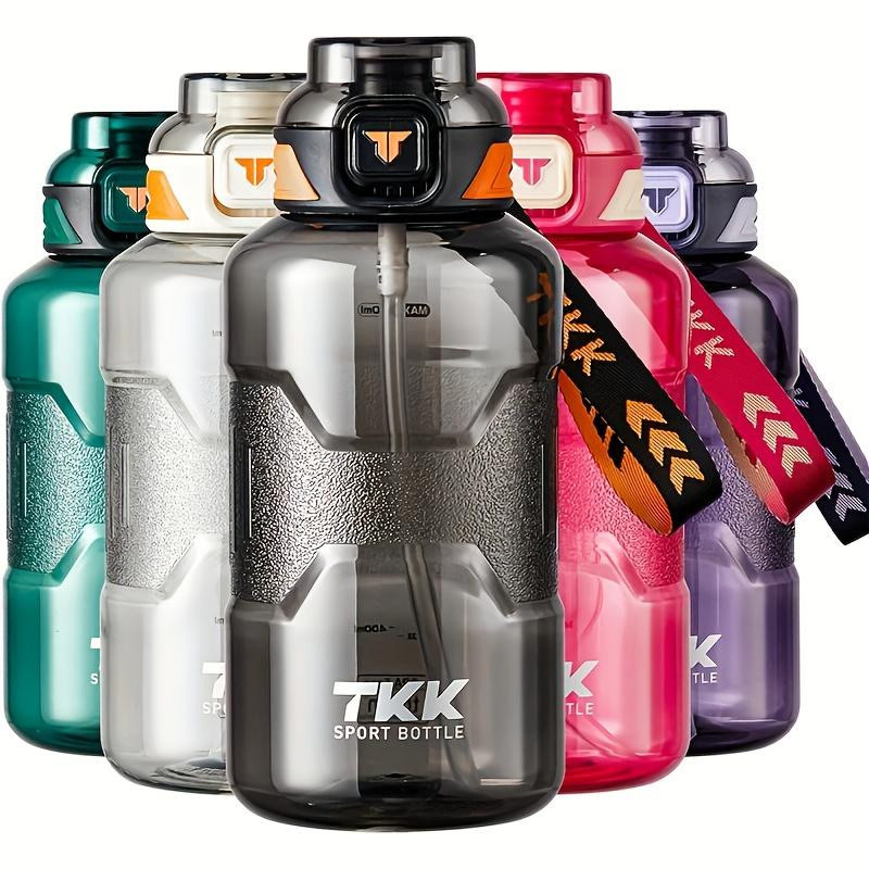 Tkk Sportwasserflasche aus Tritan BPA-frei, oval geformt mit Klappdeckel und Strohhalm, 1500 ml - Bild 3
