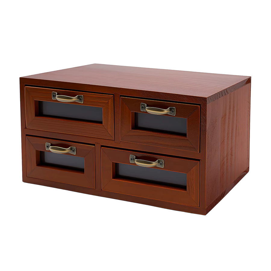 Retro-Desktop-Organizer von Bymaocar aus Holz mit 4 Schubladen in Dunkelbraun - Bild 4