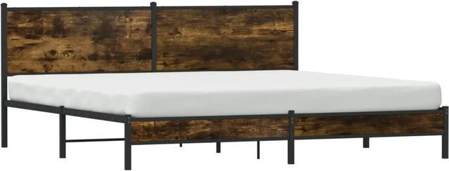 vidaXL Metallbett in Räuchereiche ohne Matratze, B/T/H: 200 x 200 x 91,5 cm - Bild 1