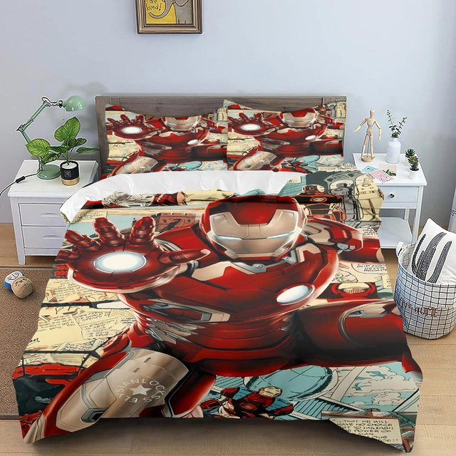 Monika Chen Iron Man Kuromi Bettwäsche-Set für Kinder, 3-teilig, Farbe: Rot, Material: 100% Polyester, B/H: 220 x 240 cm - Bild 1