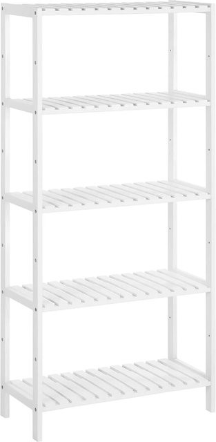 Songmics Badezimmerregal Carte aus Bambus in Weiß, B/T/H: 33 x 33 x 146 cm - Bild 1