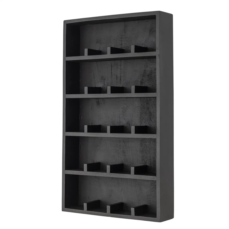 Bloomingville Wandregal Thessa aus Mango Holz in Schwarz mit Rückwand - Bild 1