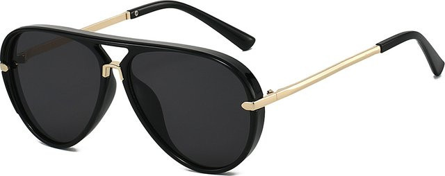 Aviator Sonnenbrille für Damen, Vollrand, schwarz - Bild 1