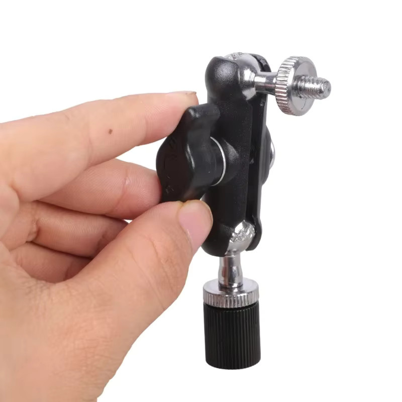 Verstellbarer Gelenkiger Doppelkugel-Magic-Arm mit 1/4-Zoll-Gewinde-Verlängerungshalterung für Kamera, Monitor, Licht und Mikrofon in Schwarz - Bild 4