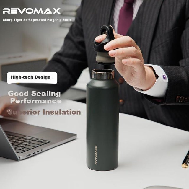 REVOMAX Isolierbecher Sport-Wasserflasche für Herren, Grün, 592 ml - Bild 1