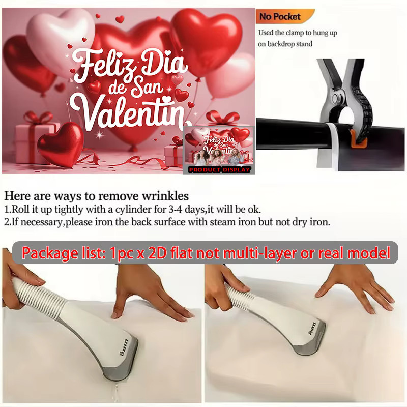 VIKAMA Valentinstag Wandteppich mit Herz-Motiv in Rot, Dekoratives Banner Feliz Dia de San Valentin aus Stoff - Bild 3