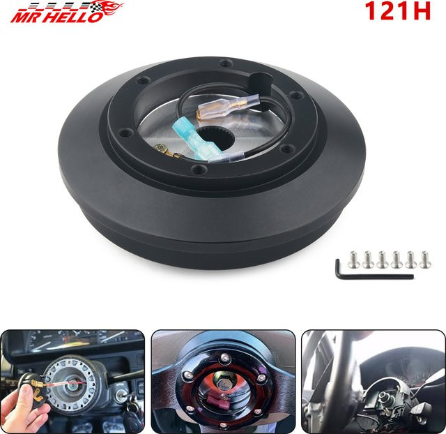 mrhello Lenkrad-Kurznaben-Adapter-Set in Schwarz, 6-Loch, passend für Toyota Land Cruiser, Supra, Celica, IS350, IS250, IS300, GS300, 350, 400, 430 - Bild 1