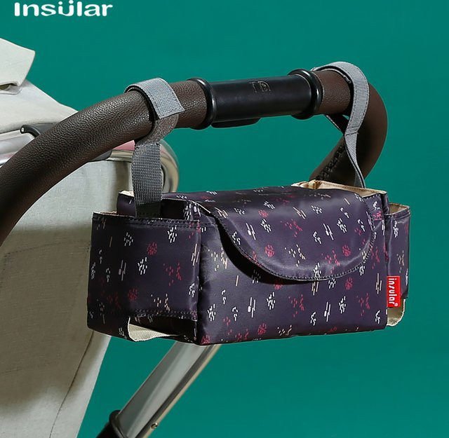 Multifunktionale wasserdichte Kinderwagen-Organizer-Tasche mit isolierter Flaschentasche und Kinderwagen-Clip in Blau oder Schwarz - Bild 1