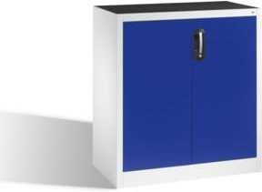 C+P Werkzeug-Beistellschrank mit Drehtüren und 1 Boden, Korpus Lichtgrau, Front Enzianblau, H: 100 cm, B: 93 cm, T: 50 cm - Bild 1