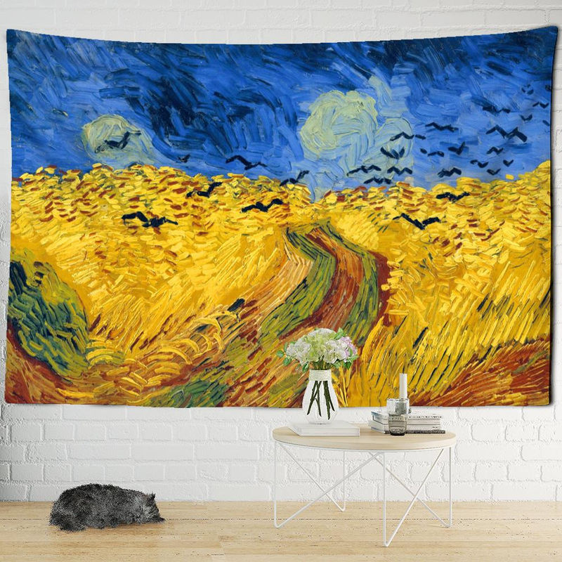 Golden Field Wandbehang Retro Hippie Tapisserie mit psychedelischem Engel-Motiv, mehrfarbig, B: 95 cm, H: 70 cm - Bild 3