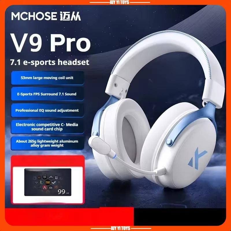 Mchose V9 Pro Kabelloses Bluetooth-Gaming-Headset mit Geräuschunterdrückung und Mikrofon in Weiß-Silber - Bild 2