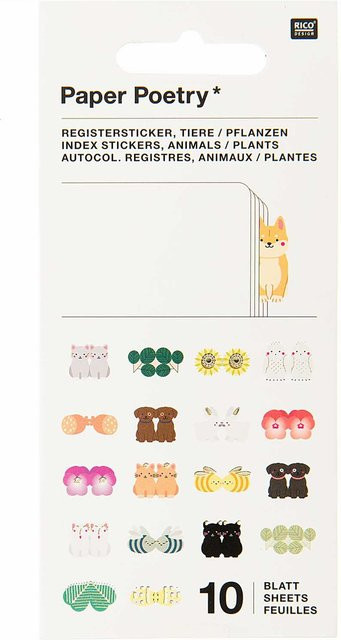 Rico Design Paper Poetry Stickerbuch Register Tiere mit 10 Blatt - Bild 1