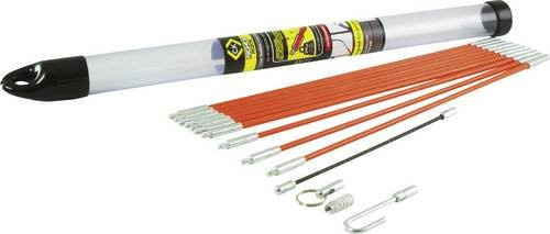 C.K Kabel-Einziehstangensatz T5411 aus Stahl in Orange mit 10 Stäben à 33 cm und Kabelhaken, Gesamtlänge: 3,3 Meter - Bild 1