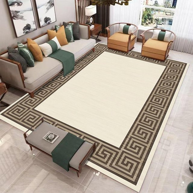 Moderner Teppich im chinesischen Stil von HGHT, geometrisches Design, beige, B/T: 50 x 80 cm - Bild 1