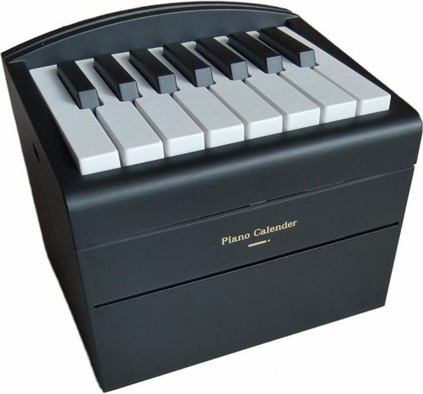 TOMTOP JMS Klavierkalender 2024 mit 15 spielbaren Tasten und Musik-Kalenderkarten, schwarze Desktop-Dekoration aus Kunststoff - Bild 1