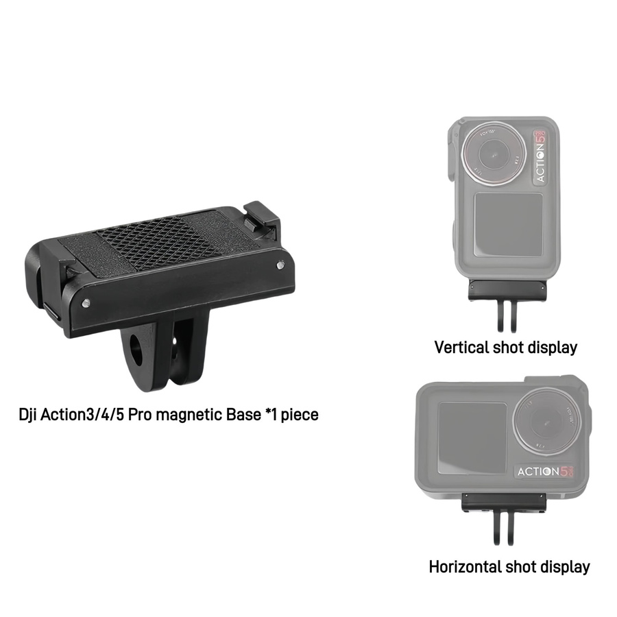 Magnetischer Adapter für DJI OSMO Action 5 Pro, 4 und 3, Kameraständer-Basis mit Schnellverschluss-Halterung in Schwarz - Bild 2