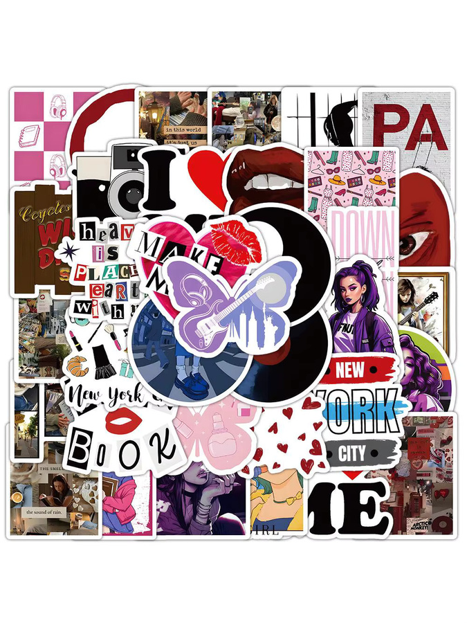 53 Stück Urban Girl Aufkleber von RecordingYourLife Store, wasserfeste DIY-Dekoration in Multicolour für Tagebuch, Notizbuch und Bastelprojekte - Bild 5