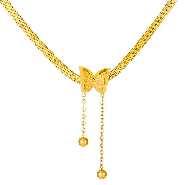 DAIPAN Halskette Edelstahl, Schmetterling, Gold, Damen - Bild 1