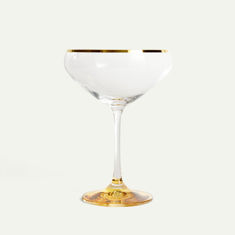 Dyrberg/Kern Diamond Sektglas Champagne Flute aus Kristallglas, transparent/gold, 340 ml - Bild 1