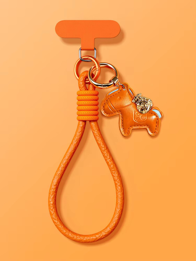 QIXTWO Leder-Pony Handyband als Handgelenkschlaufe und Handykette für iPhone, Samsung, Xiaomi und Motorola in Rot und Orange - Bild 4