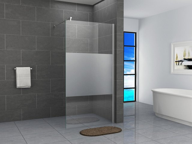 Fa-Bausysteme Walk-In Glas Dusche mit Easy-Clean-Beschichtung, Teilsatiniert, Breite: 70 cm - Bild 1