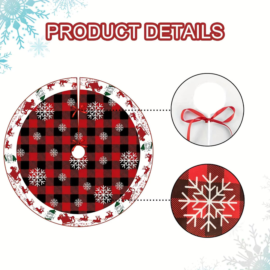 VIKAMA Weihnachtsbaumkleid in Rot mit Schneeflocken-Design für deine Weihnachtsdekoration - Bild 6