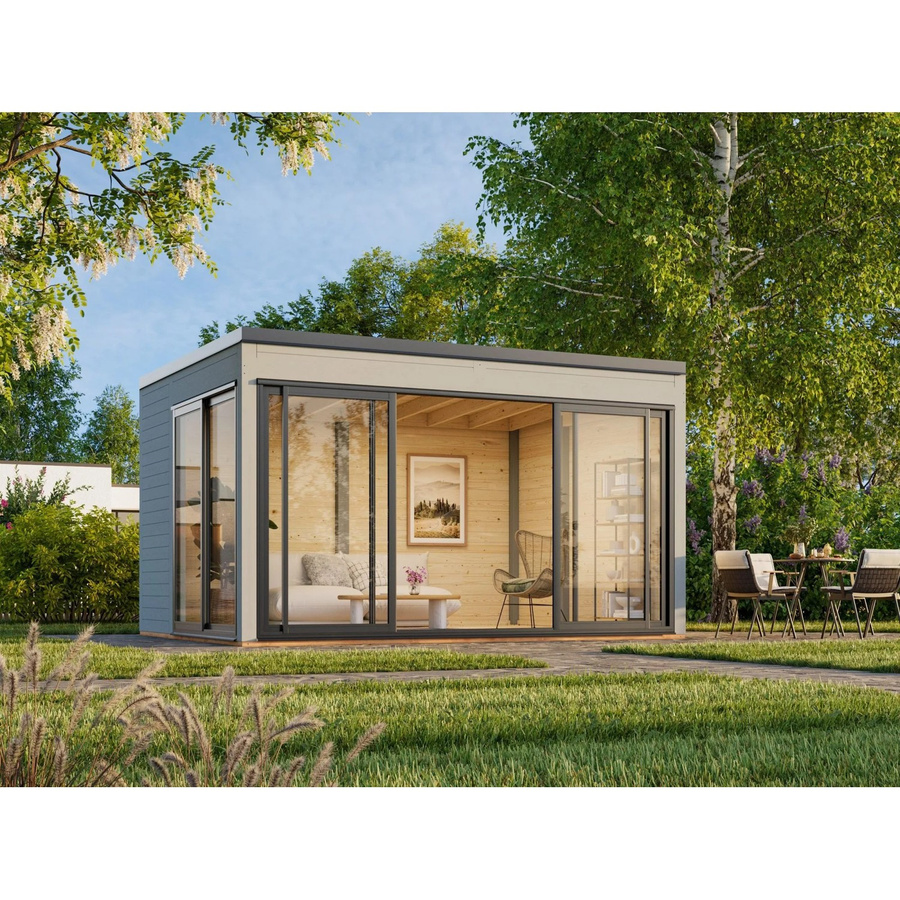 Palmako Holz-Gartenhaus Serena Slide Plus mit Pultdach in Grau, B/T: 420 x 320 cm - Bild 2