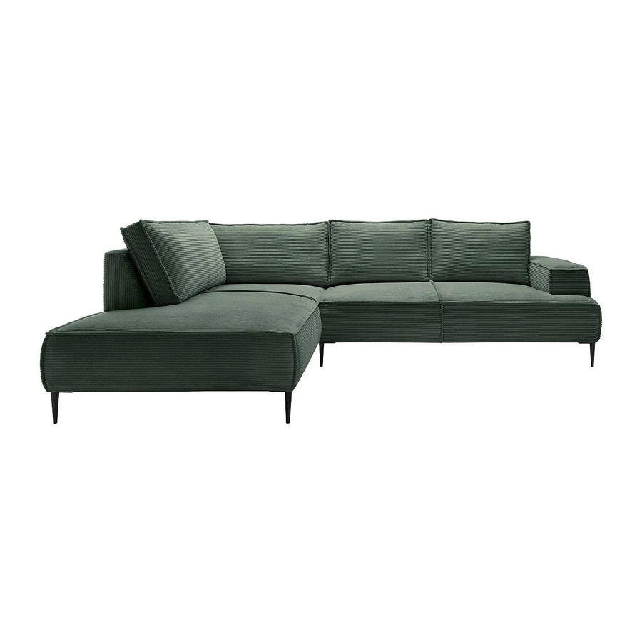 Vente-unique Sofa Gineto in L-Form aus Cord, Farbe Tannengrün, Breite: 275 cm - Bild 2