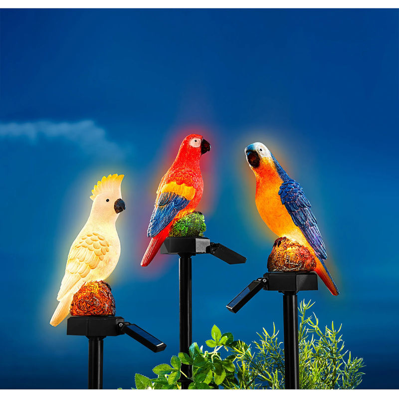 Solar-Gartenstecker Vogel-Parade von viva domo in Multicolor und Weiß - Bild 2
