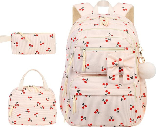 3-teiliges Rucksack-Set von heima C in Weiß mit süßem Muster für Schule und Reisen - Bild 1