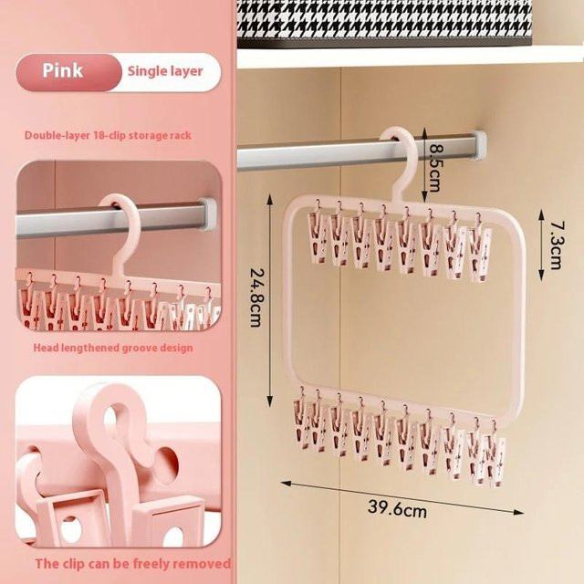 XYNN Socken-Trockenständer mit Clips in Rosa, multifunktionaler Wäscheständer für Socken und Unterwäsche, B/T/H: 39,6 x 24,8 x 2,0 cm - Bild 1