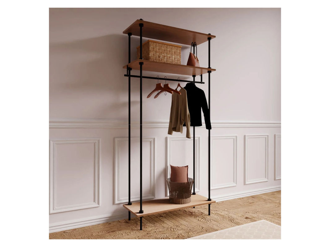 AR Shelving Kleiderschrank DECO mit Regalsystem in Anthrazit und Eiche Nebraska Natur im Industrie-Design - Bild 3
