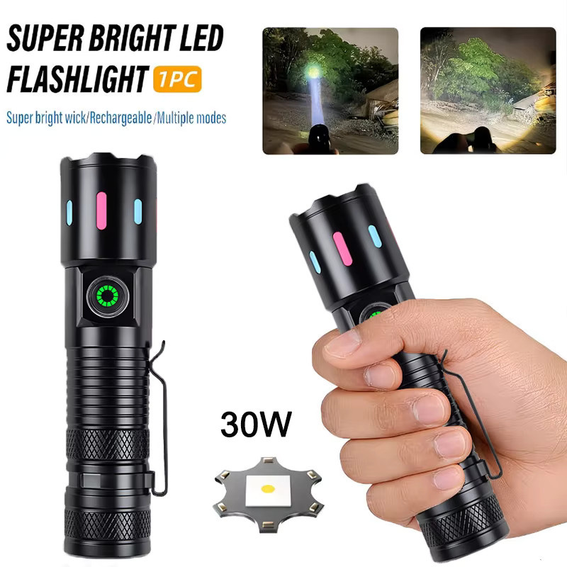 Mikenoon Mini-LED-Taschenlampe aus Aluminiumlegierung, wiederaufladbar, schwarz, zoombar und wasserdicht - Bild 7
