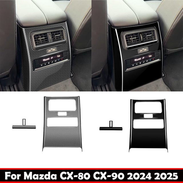 Iyacath USB-Panel-Abdeckung für Mazda CX-90 CX-80 (2024 2025) mit hinterem Klimaanlage-Auslass und Anti-Kick-Board in Schwarz - Bild 1