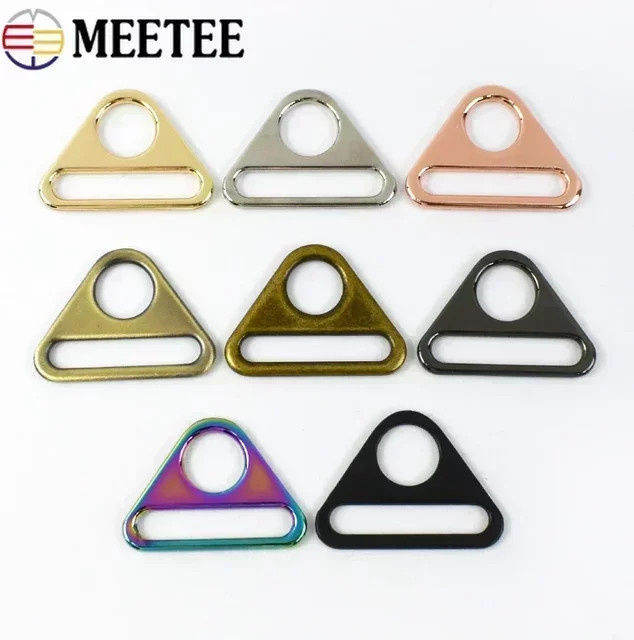 30 Stück Metallschnallen von Meetee, dreieckige verstellbare Gürtelschnallen und Karabinerverschlüsse für Gurtband und Taschen, Gold und Multicolour, Größe 20–50 mm - Bild 1
