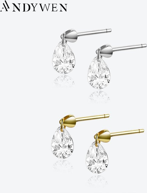 Andywen Ohrstecker, Sterling Silber, Gold, cz, Damen - Bild 1