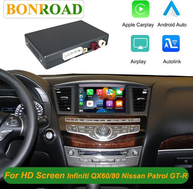 Bonroad OEM Bildschirm-Upgrade-Decoder-Box für Infiniti QX60 Q70 Q40 Q50 G25 G37 JX35 M37 mit Carplay und Android Auto, Schwarz - Bild 1